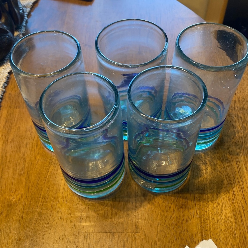 Set of Handblown glasses. Excellent condition set  of 5. One is slightly taller